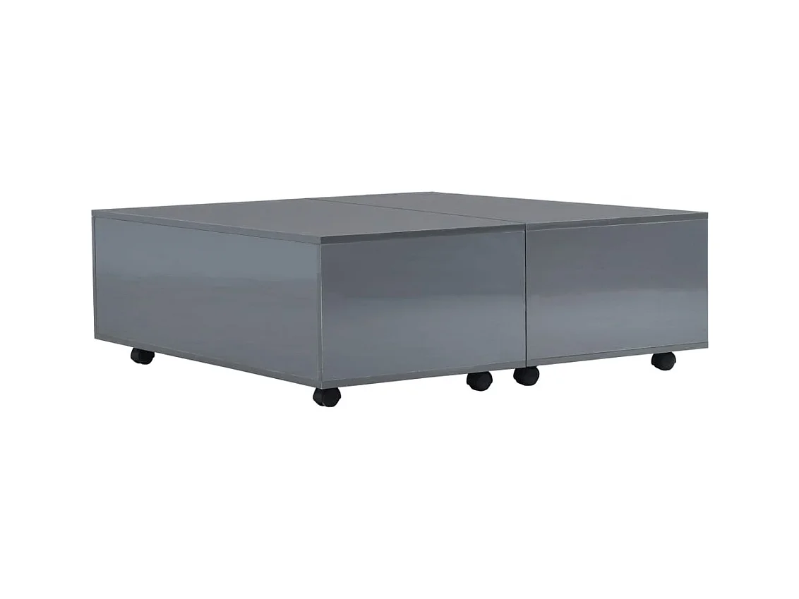 Mesa de centro | Mesa de apoio 100x100x35 cm cinzento brilhante