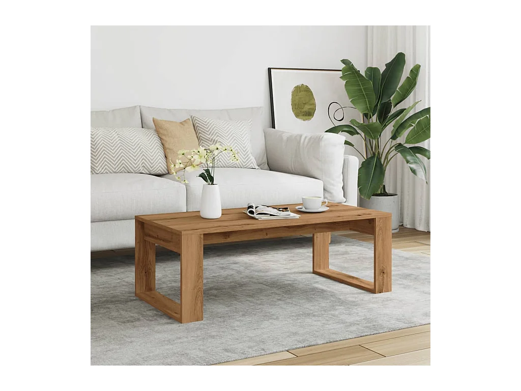 Mesa de centro-Mesa auxiliar patas metal OSLO madera maciza marrón 85x50x45cm SHL1283