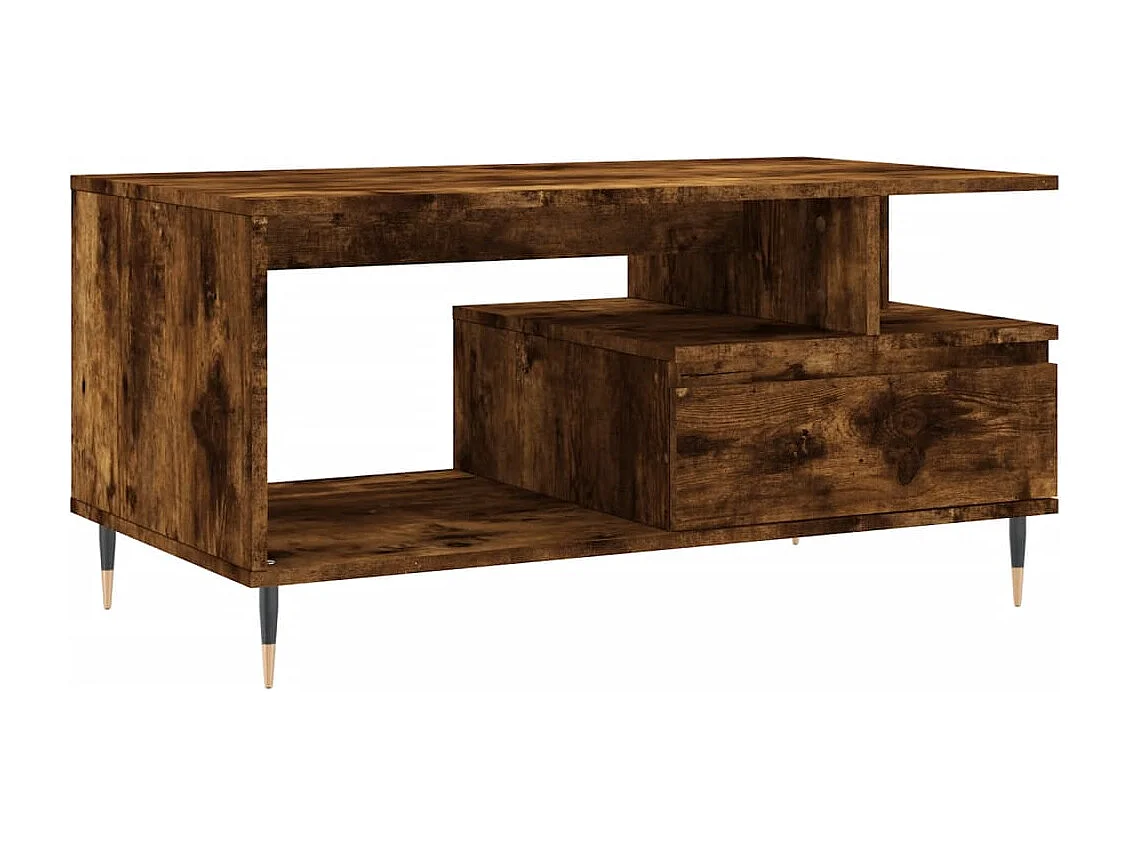 Couchtisch-Wohnzimmertisch-Beistelltische Räuchereiche 90x49x45 cm Holzwerkstoff SHL52407