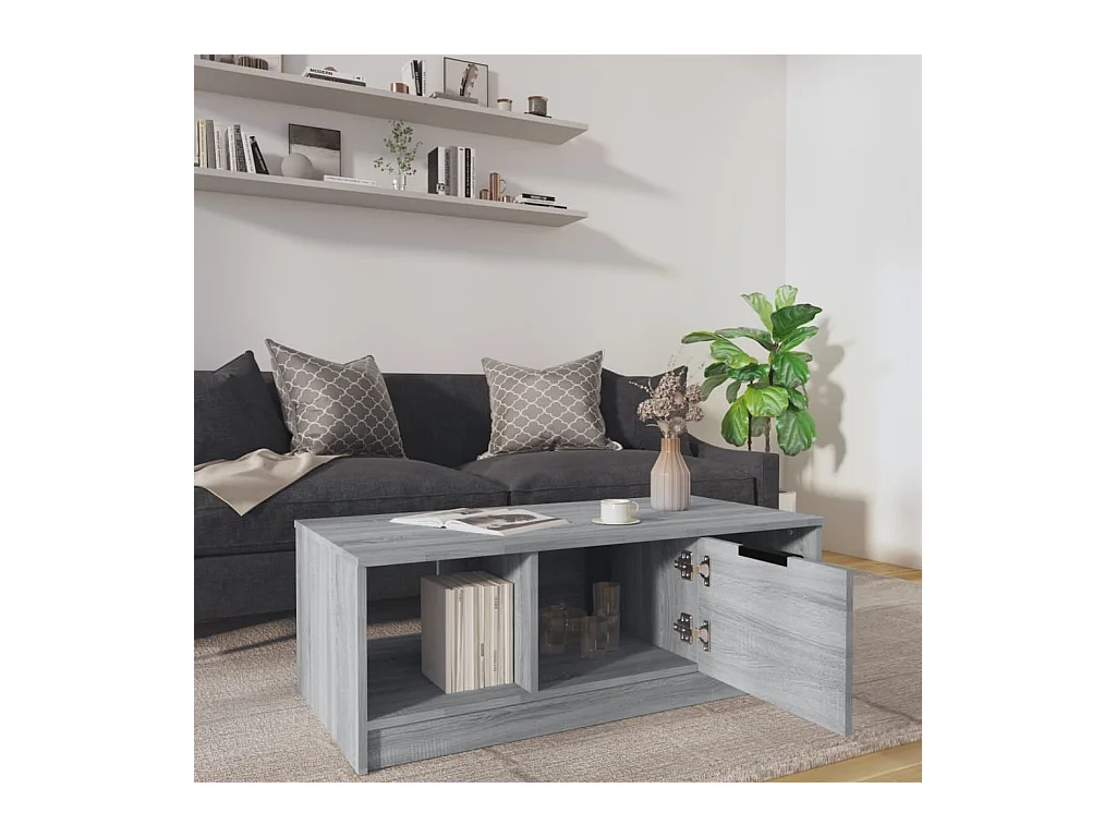 Mesa de centro | Mesa auxiliar madera contrachapada negro 102x50x44 cm SHL2051