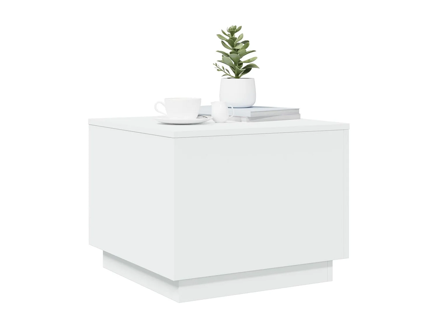 Mesa de centro-Mesa auxiliar de madera maciza de pino blanco 60x61x32,5 cm SHL4884