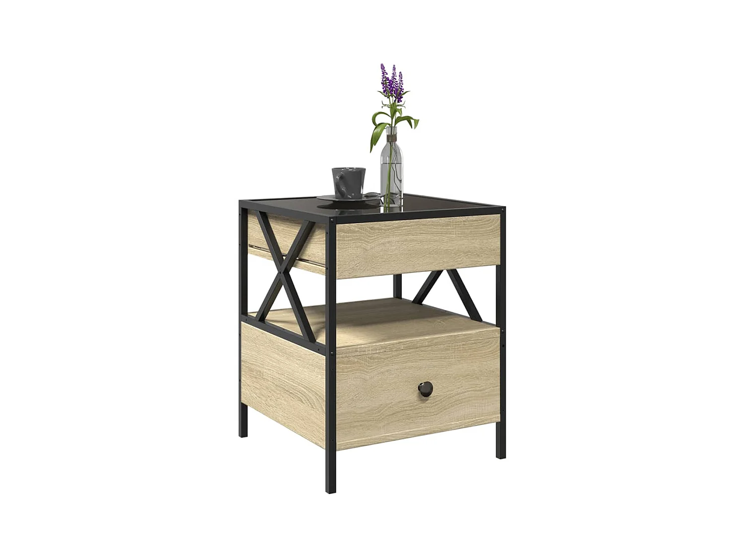 Mesa de centro-Mesa auxiliar madera de ingeniería roble marrón 90x60x35 cm SHL3116