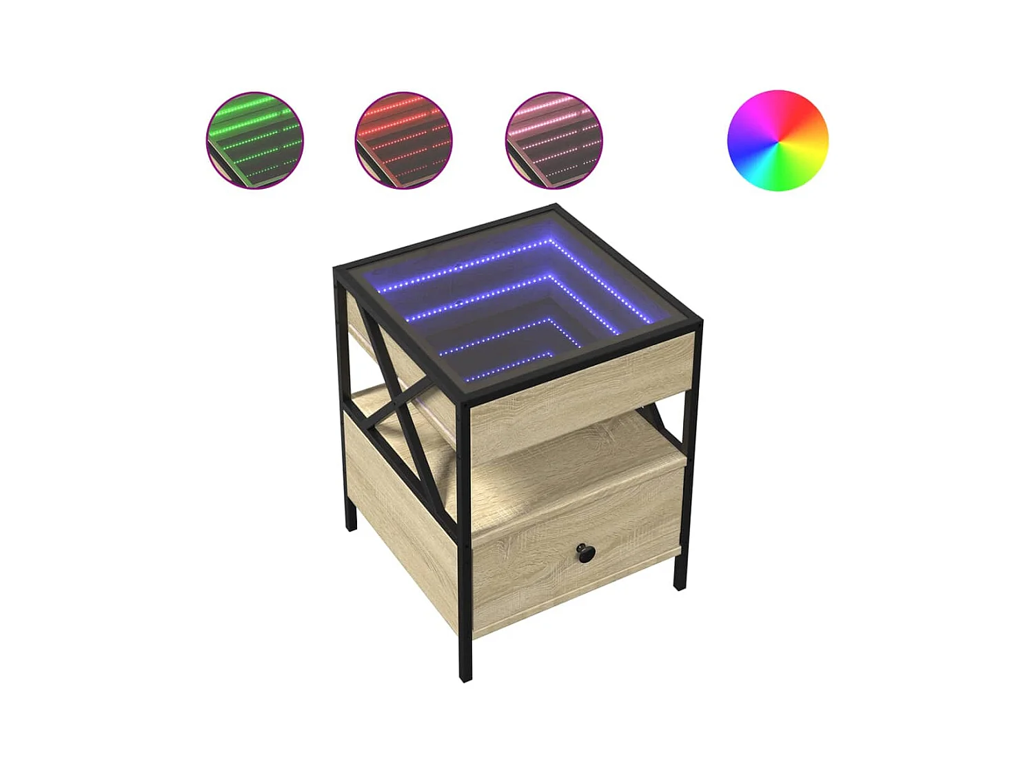 Table basse salon-Table d'appoint avec LED Infinity chêne sonoma 40x40x51 cm SHL58066