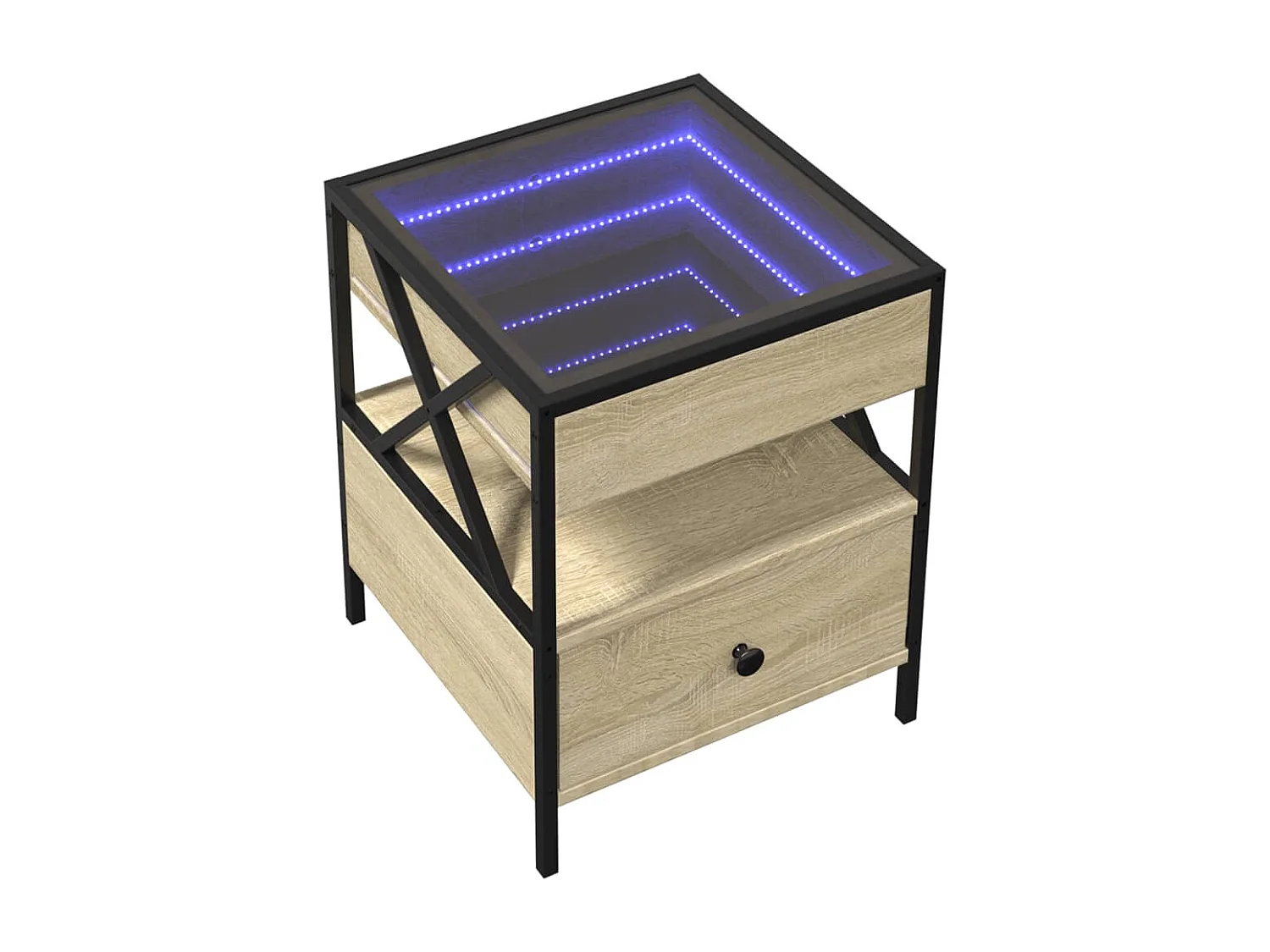 Table basse salon-Table d'appoint avec LED Infinity chêne sonoma 40x40x51 cm SHL58066