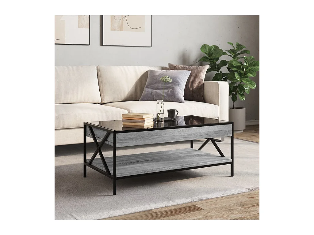 Mesa de centro-Mesa auxiliar madera de ingeniería roble marrón 105x55x32 cm SHL316945