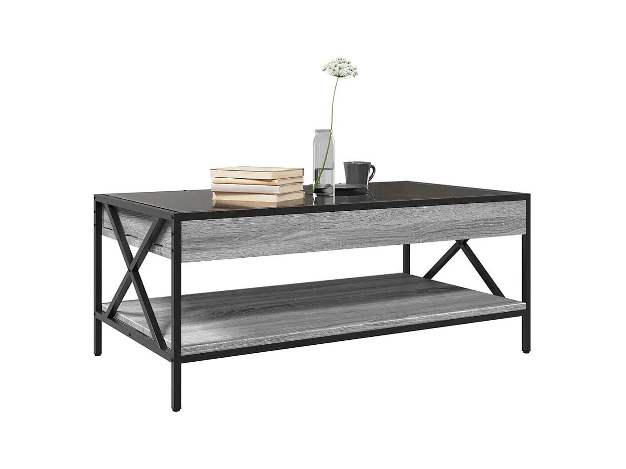 Mesa de centro-Mesa auxiliar madera de ingeniería roble marrón 105x55x32 cm SHL316945