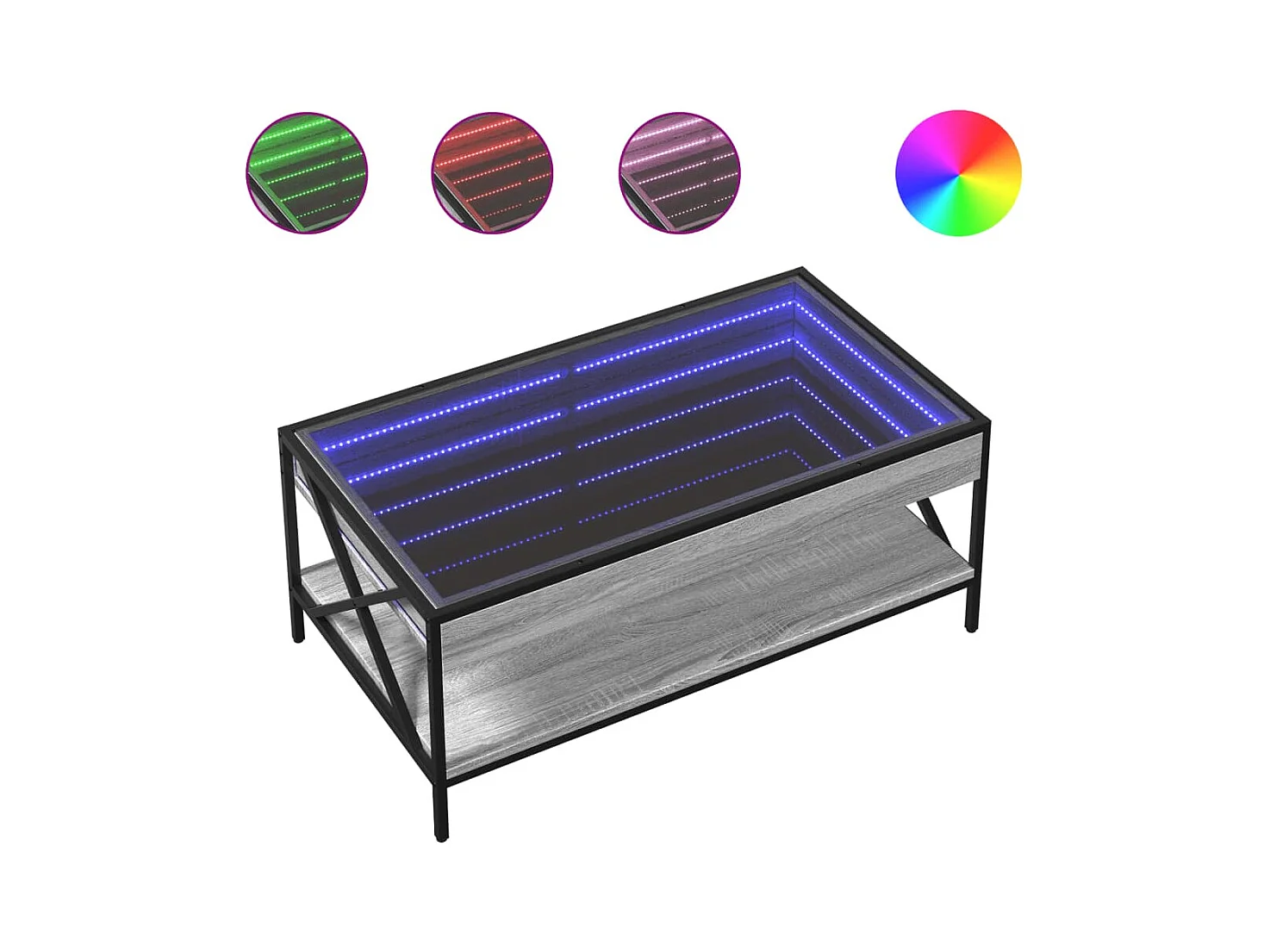 Table basse salon-Table d'appoint avec LED infini sonoma gris 90x50x38 cm SHL69028