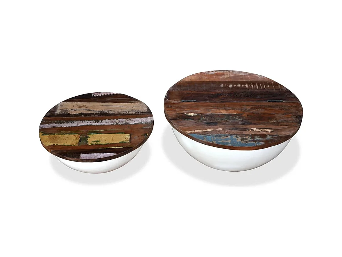 Mesa de centro | Mesa de café | Mesa auxiliar 3 piezas Madera vieja 50x50x40 cm SHL2836