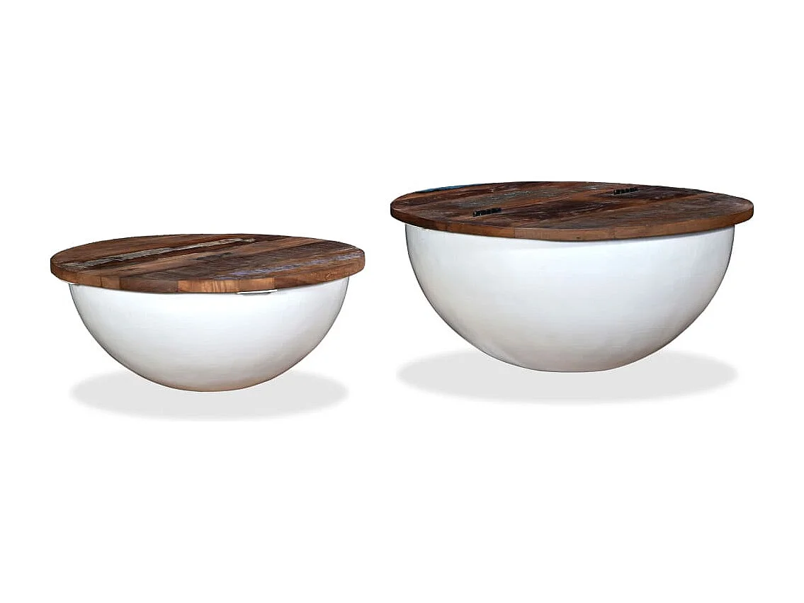 Mesa de centro | Mesa de café | Mesa auxiliar 3 piezas Madera vieja 50x50x40 cm SHL2836