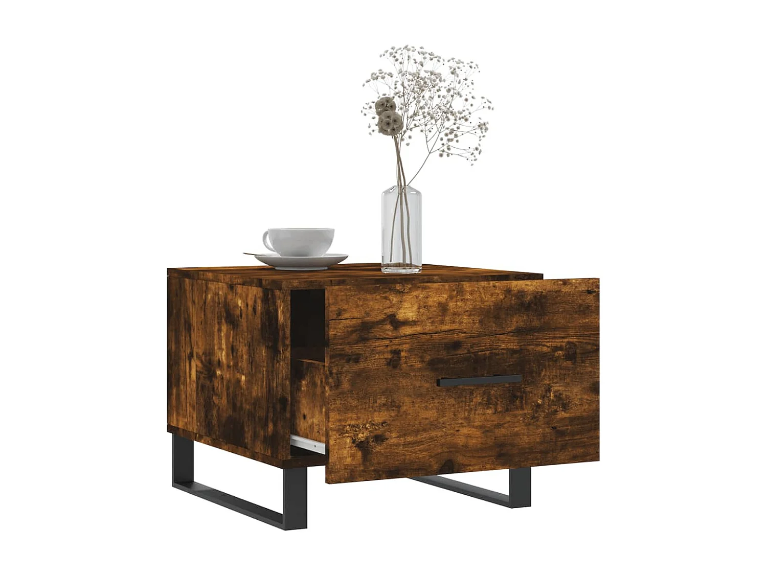 Couchtisch 2er Set-Sofatisch-Beistelltische Räuchereiche 50x50x40 cm Holzwerkstoff SHL5194
