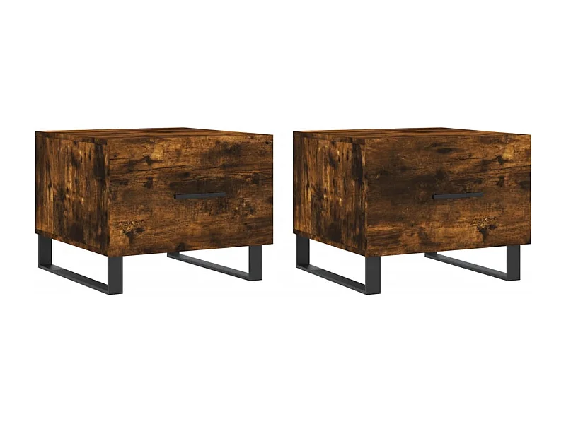 Couchtisch 2er Set-Sofatisch-Beistelltische Räuchereiche 50x50x40 cm Holzwerkstoff SHL5194