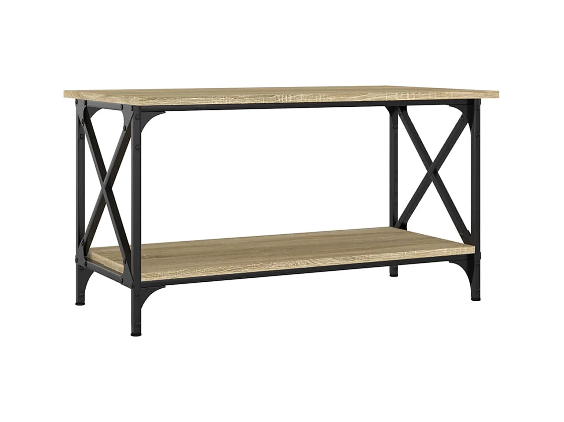 Table basse salon-Table d'appoint Chêne sonoma 80x45x45 cm Bois d'ingénierie et fer SHL51515