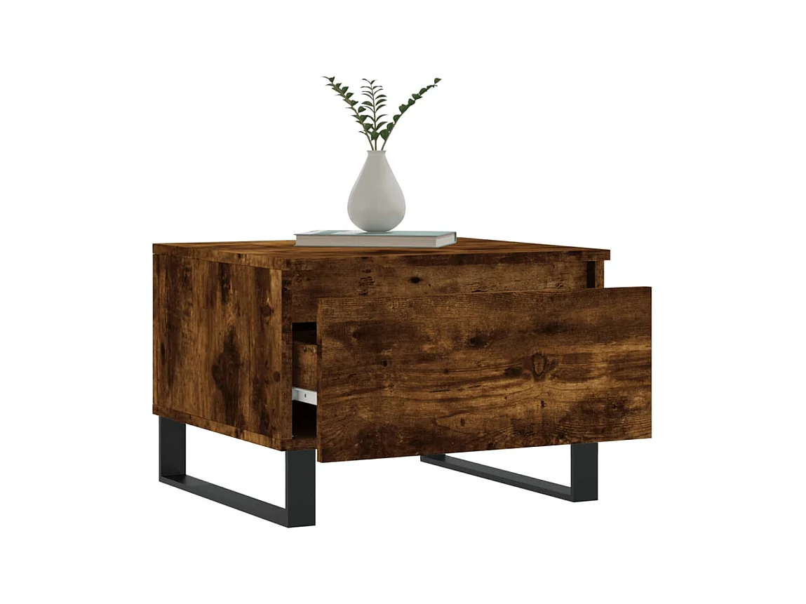 Mesa de centro | Mesa auxiliar madera maciza de pino marrón cera 80x50x40 cm SHL4859