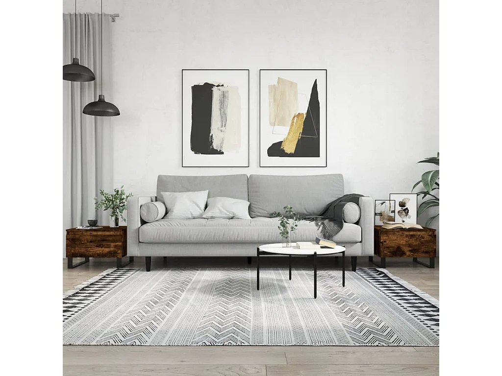 Conjunto de 2 Mesas de Centro | Mesa de apoio | Mesa de café 50x46x35cm deriv. madeira carvalho fumado