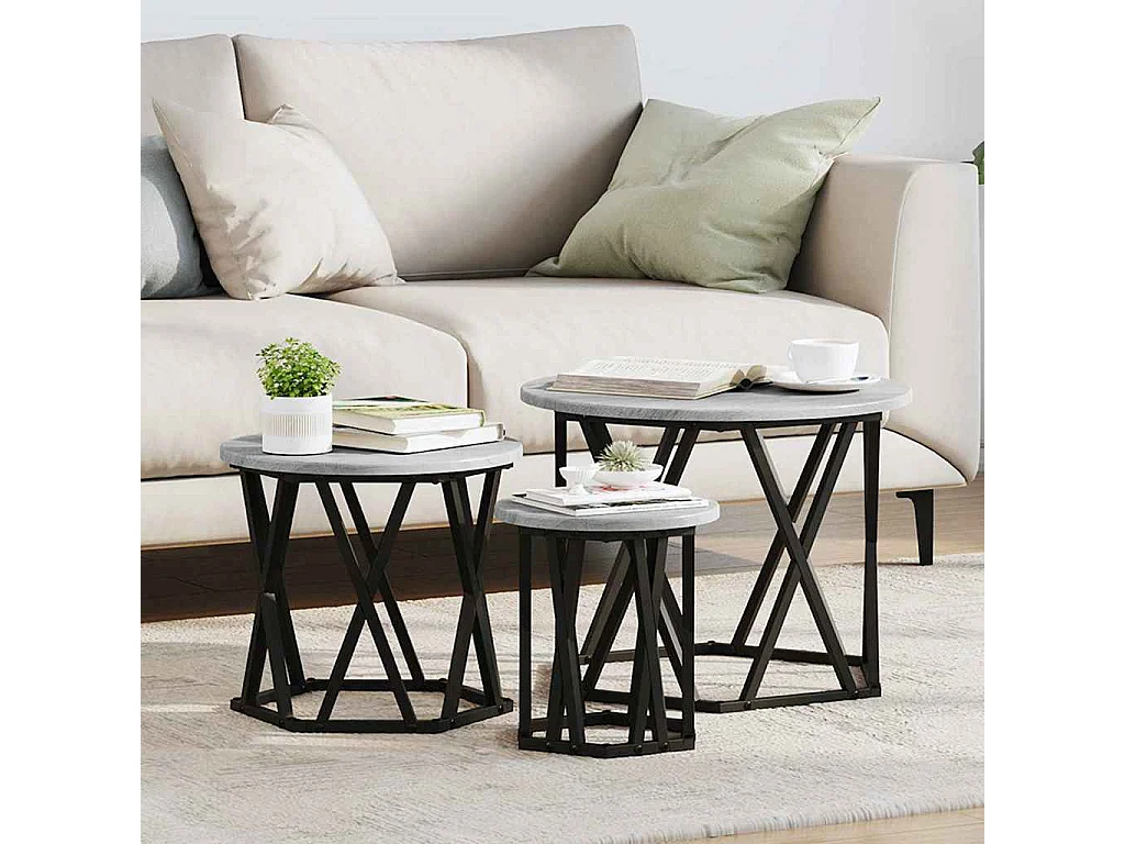 Tables gigognes 3 pièces Bois d'ingénierie gris sonoma SHL72030