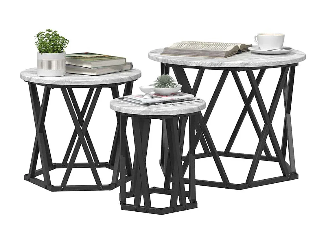 Tables gigognes 3 pièces Bois d'ingénierie gris sonoma SHL72030