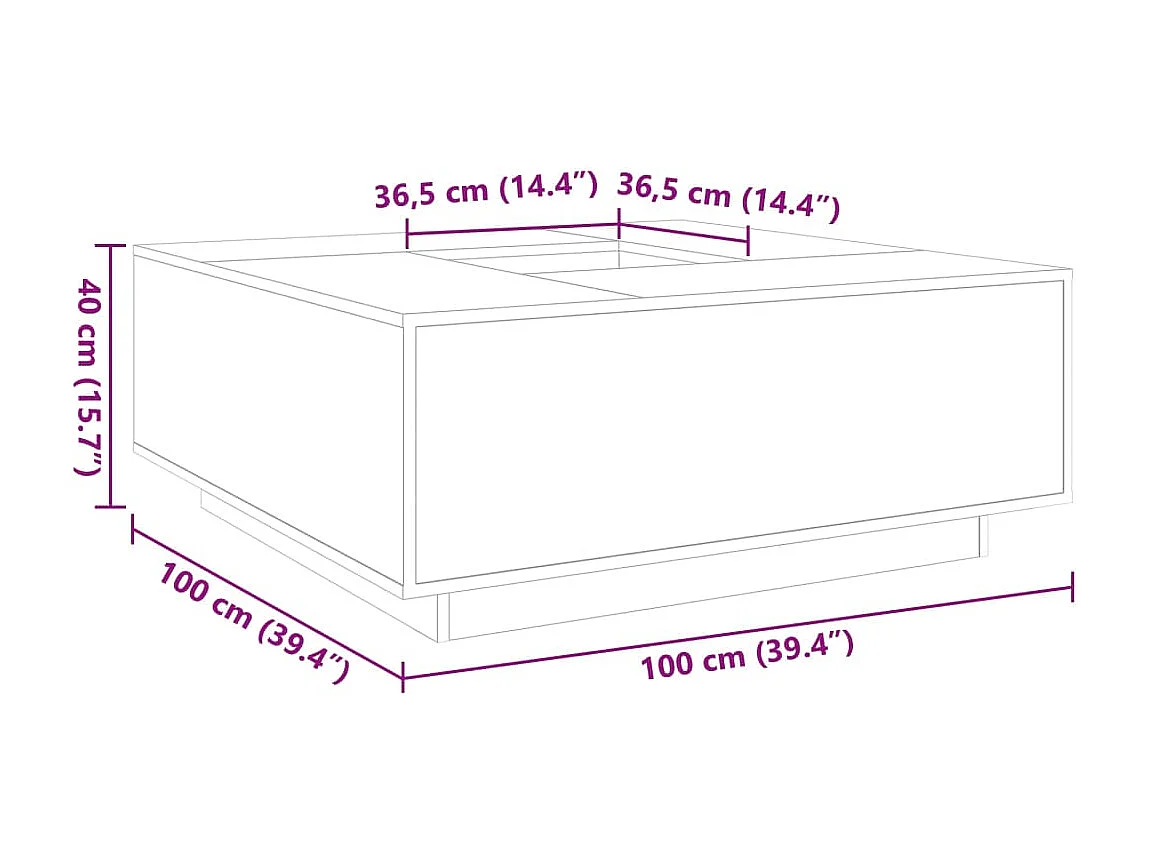 Couchtisch-Wohnzimmertisch-Beistelltische Weiß 100x100x40 cm Holzwerkstoff SHL51491