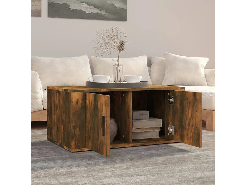 Mesa de centro | Mesa auxiliar madera contrachapada marrón roble 60x50x40 cm SHL2793