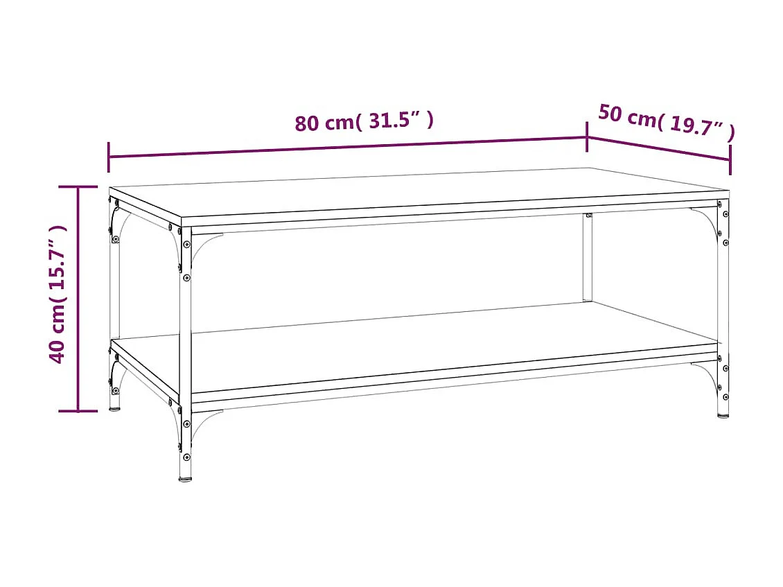 Mesa de centro | Mesa auxiliar madera contrachapada roble ahumado 50x50x40 cm SHL750411