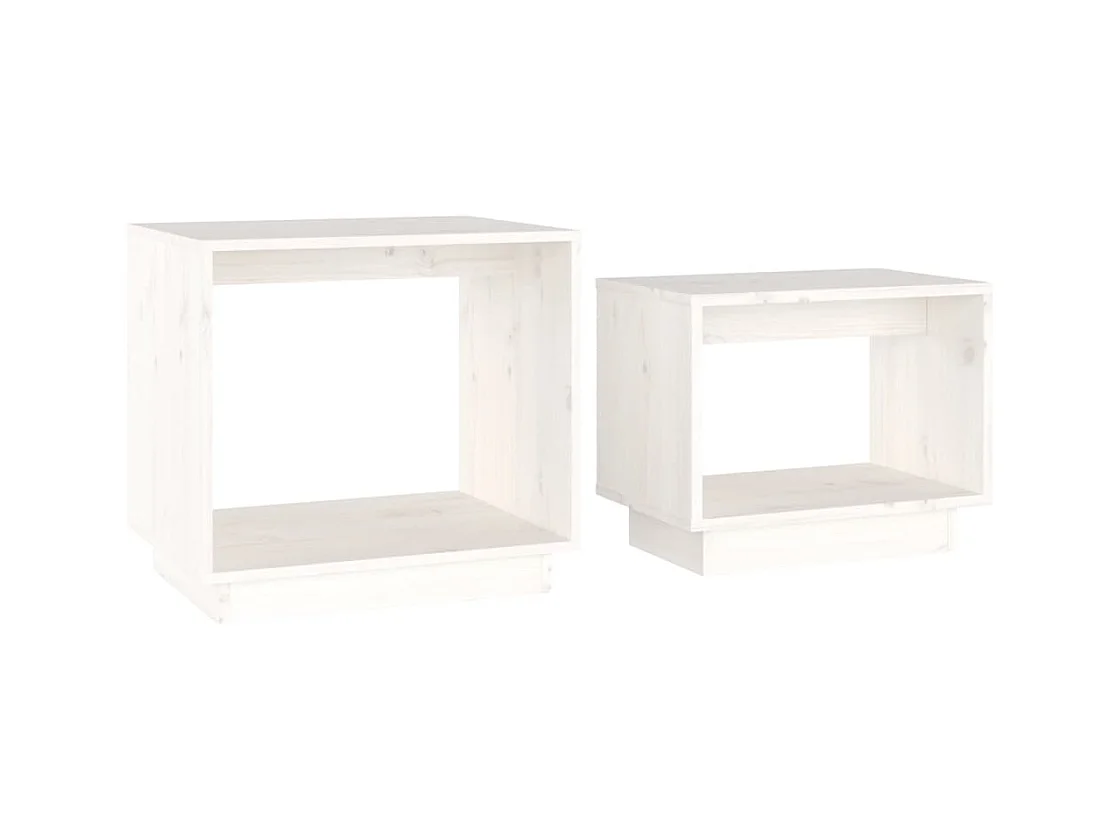 Tables basses gigognes 2 pcs Blanc Bois de pin massif SHL51127