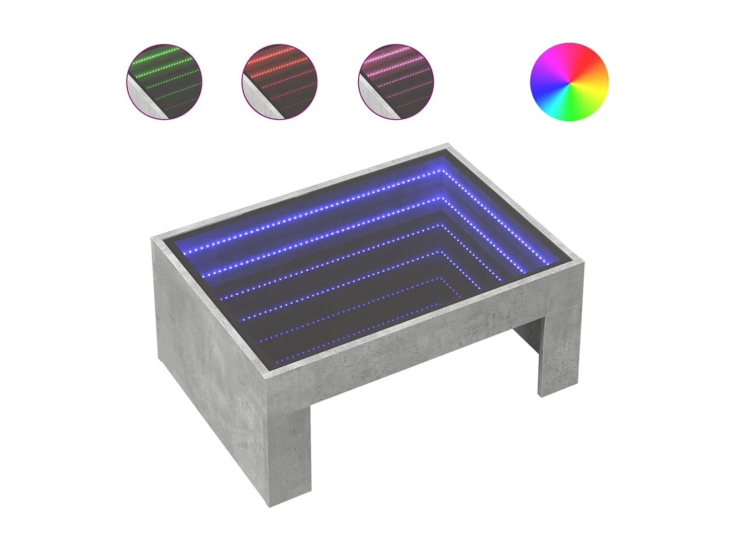 Couchtisch mit Infinity-LED | Beistelltische | Sofatisch Betongrau 70x50x30 cm SHL77821