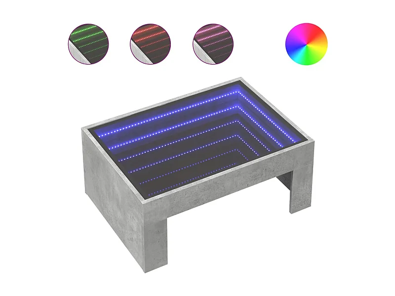 Table basse salon-Table d'appoint avec LED infini gris béton 70x50x30 cm SHL56519