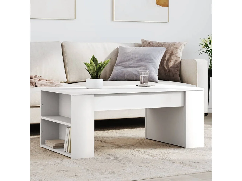 Couchtisch-Wohnzimmertisch-Beistelltische Weiß 102x55x42 cm Holzwerkstoff SHL67876