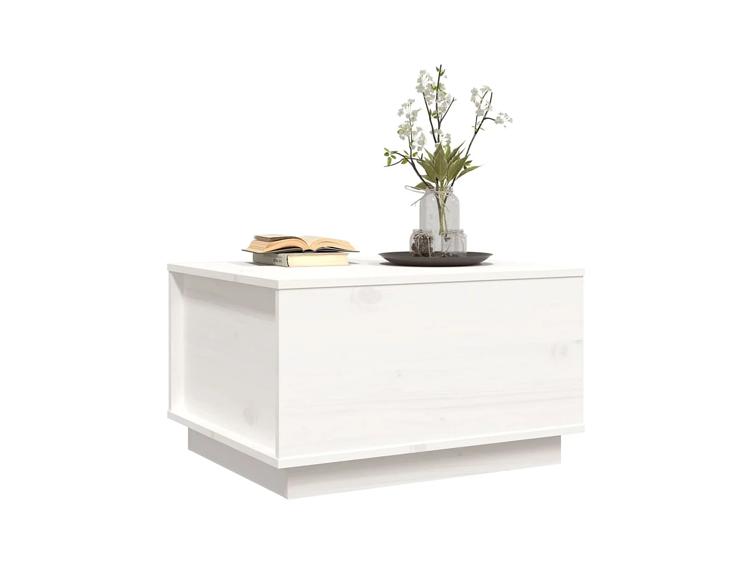 Mesa de centro | Mesa auxiliar madera contrachapada blanco brillo 90x50x40 cm SHL4254
