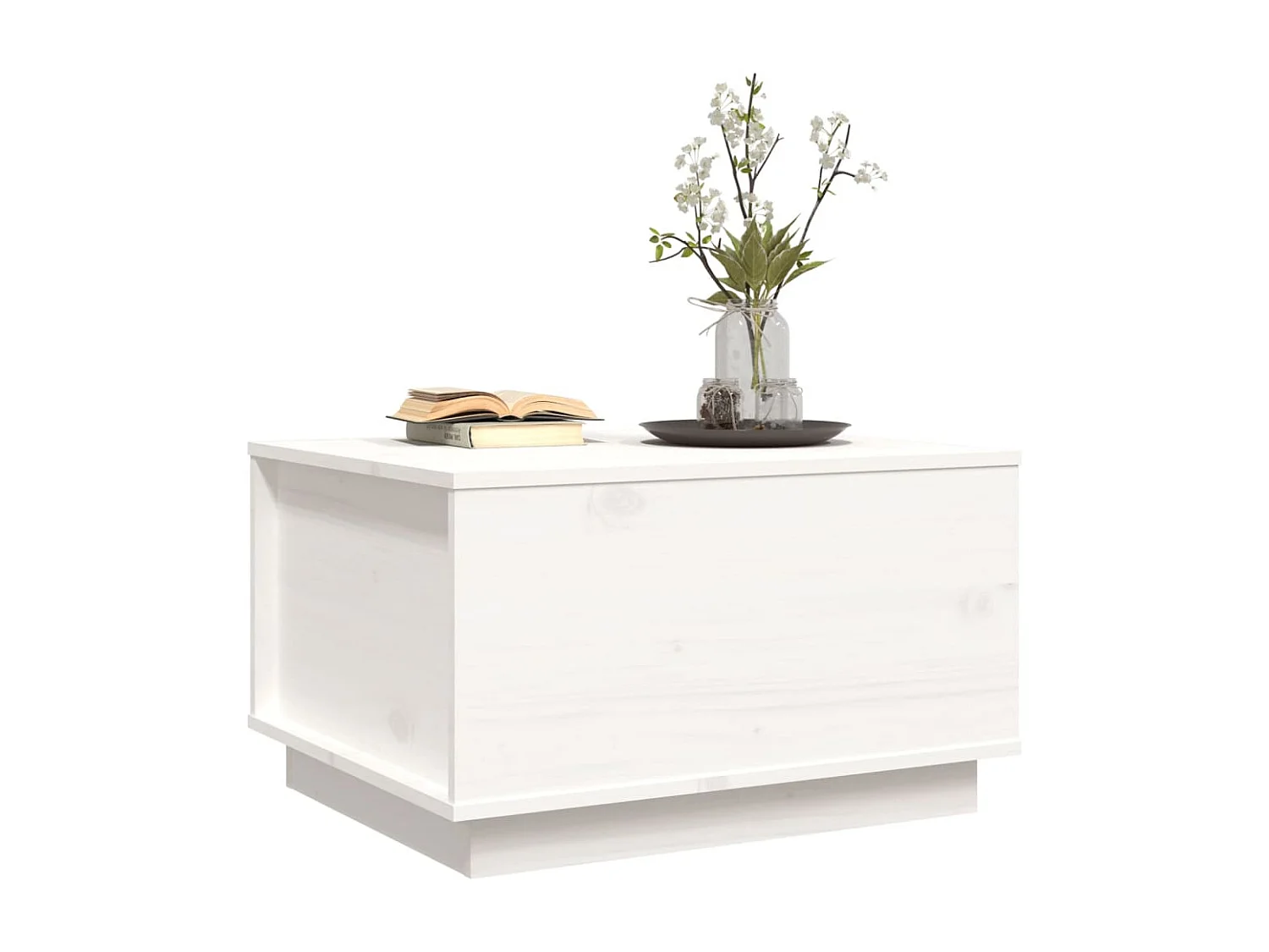 Couchtisch-Sofatisch-Beistelltische Weiß 60x50x35 cm Massivholz Kiefer SHL96684