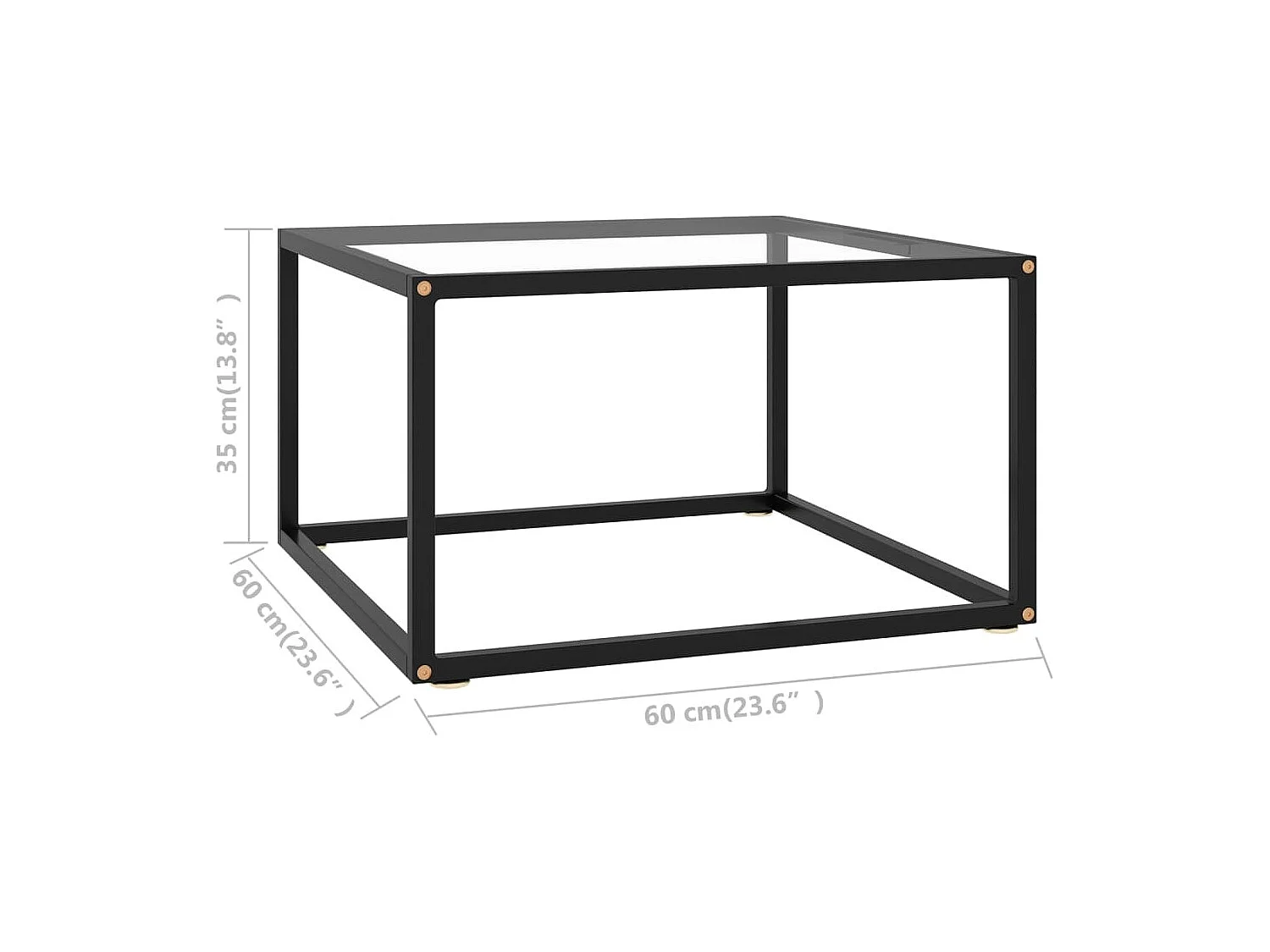 Mesa de centro | Mesa de apoio 60x60x35 cm vidro temperado preto