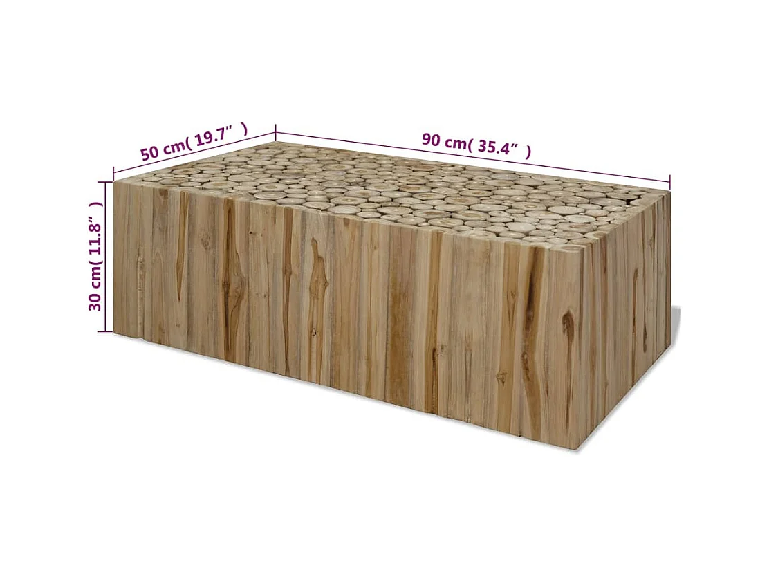 Table basse salon-Table d'appoint Teck véritable 90x50x30 cm SHL57846