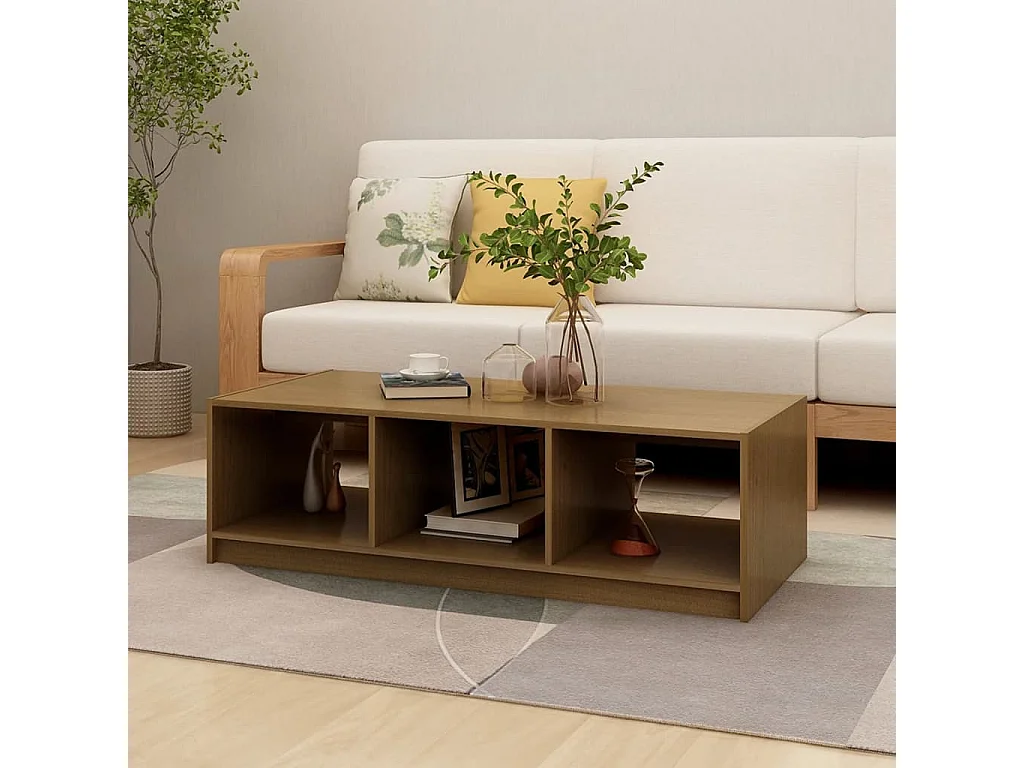 Couchtisch-Sofatisch-Beistelltische Honigbraun 110x50x34 cm Massivholz Kiefer SHL32936