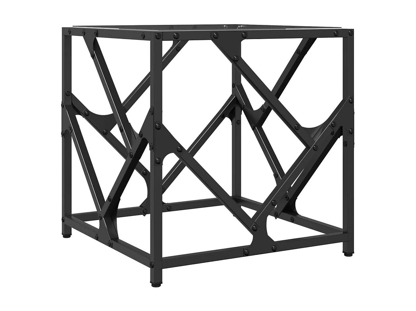 Couchtisch-Beistelltische-Sofatisch mit Glasplatte Transparent 40x40x41 cm Stahl SHL65396