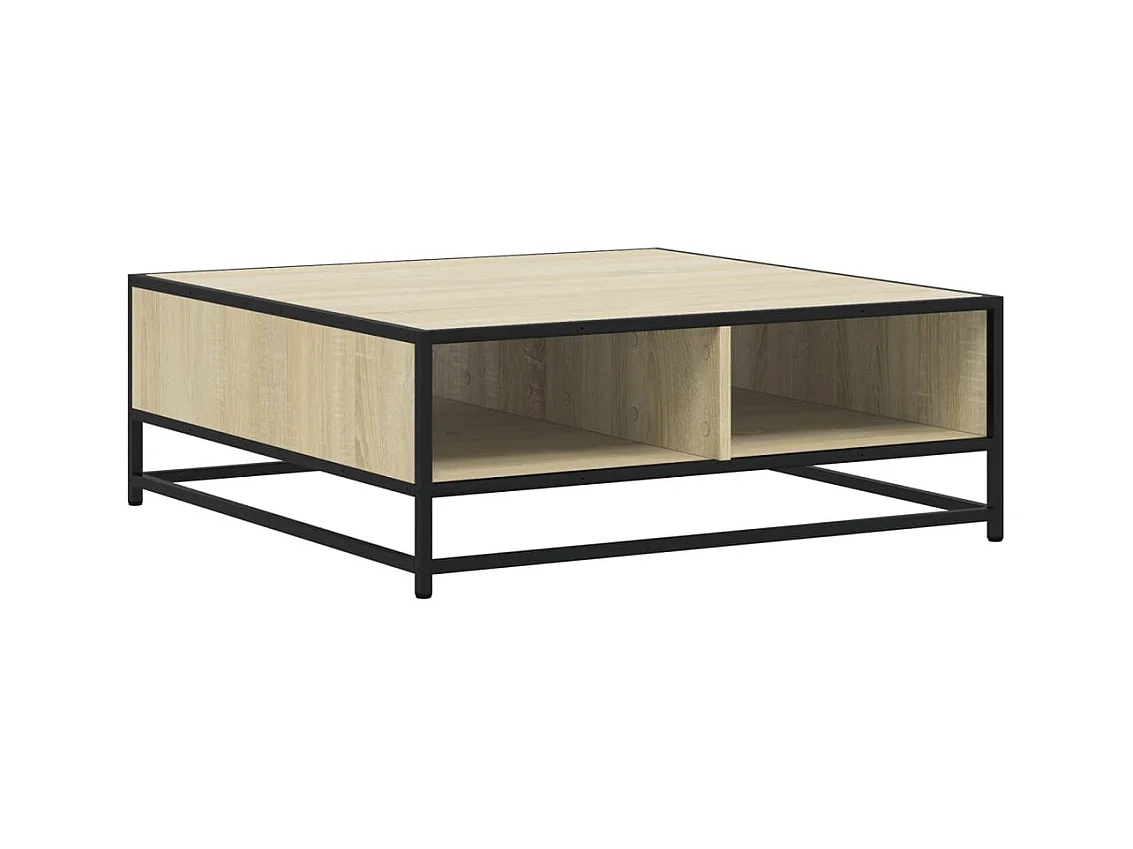 Table basse salon-Table d'appoint chêne sonoma 80x80x30 cm bois d'ingénierie et métal SHL78966