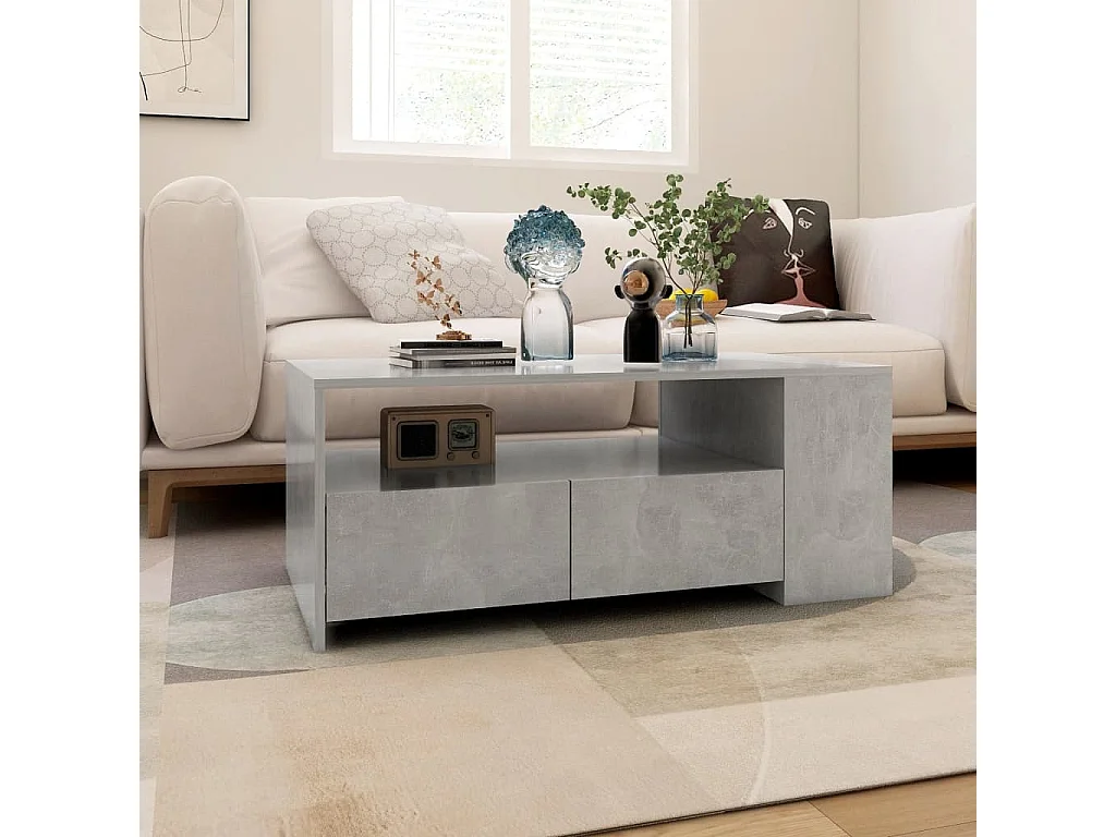 Couchtisch-Sofatisch-Beistelltische Betongrau 102x55x42 cm Holzwerkstoff SHL49921