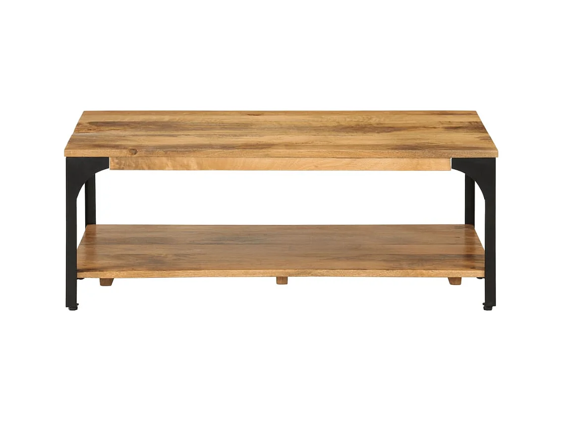 Table basse salon-Table d'appoint 2 niveaux 100x55x38cm bois manguier massif et acier SHL10676