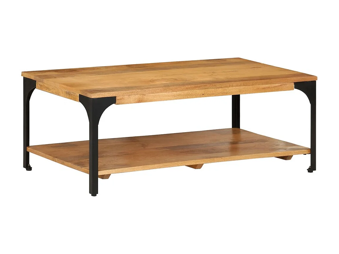 Couchtisch-Sofatisch-Beistelltische mit Ablage 100x55x38 cm Massivholz Mango und Stahl SHL86632