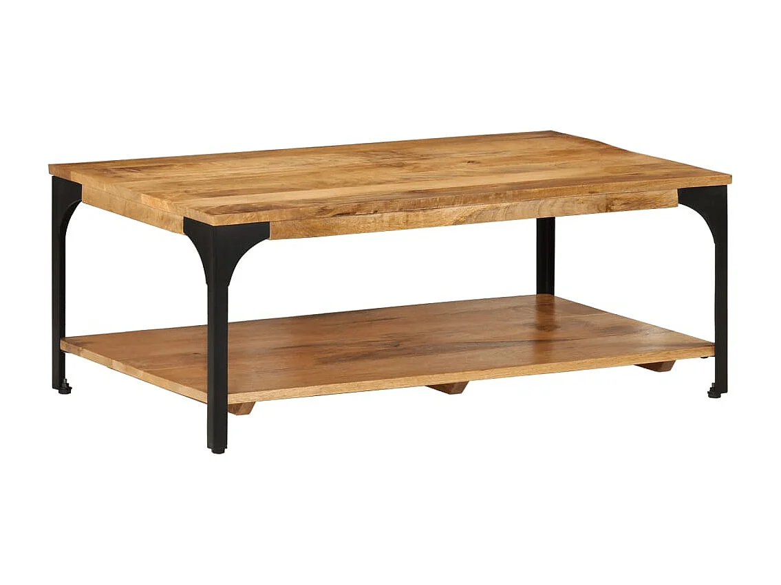 Couchtisch-Sofatisch-Beistelltische mit Ablage 100x55x38 cm Massivholz Mango und Stahl SHL86632