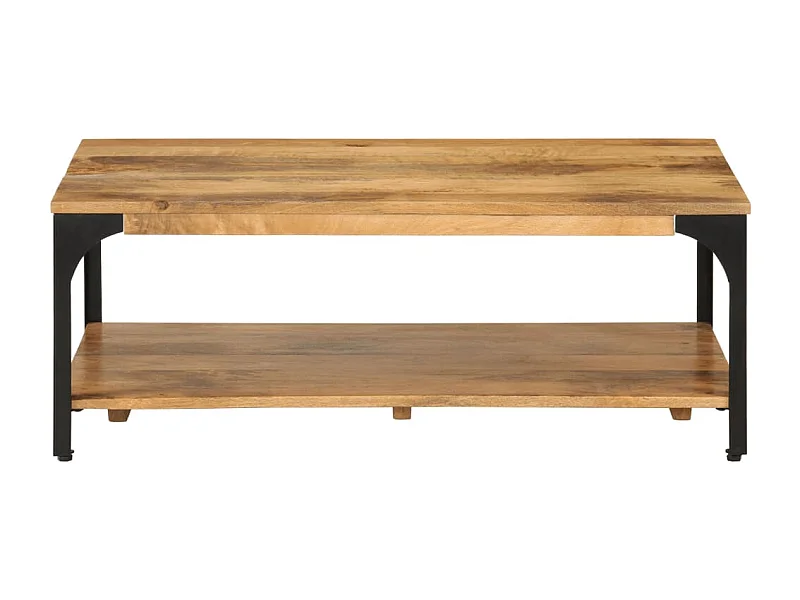 Table basse salon-Table d'appoint 2 niveaux 100x55x38cm bois manguier massif et acier SHL10676