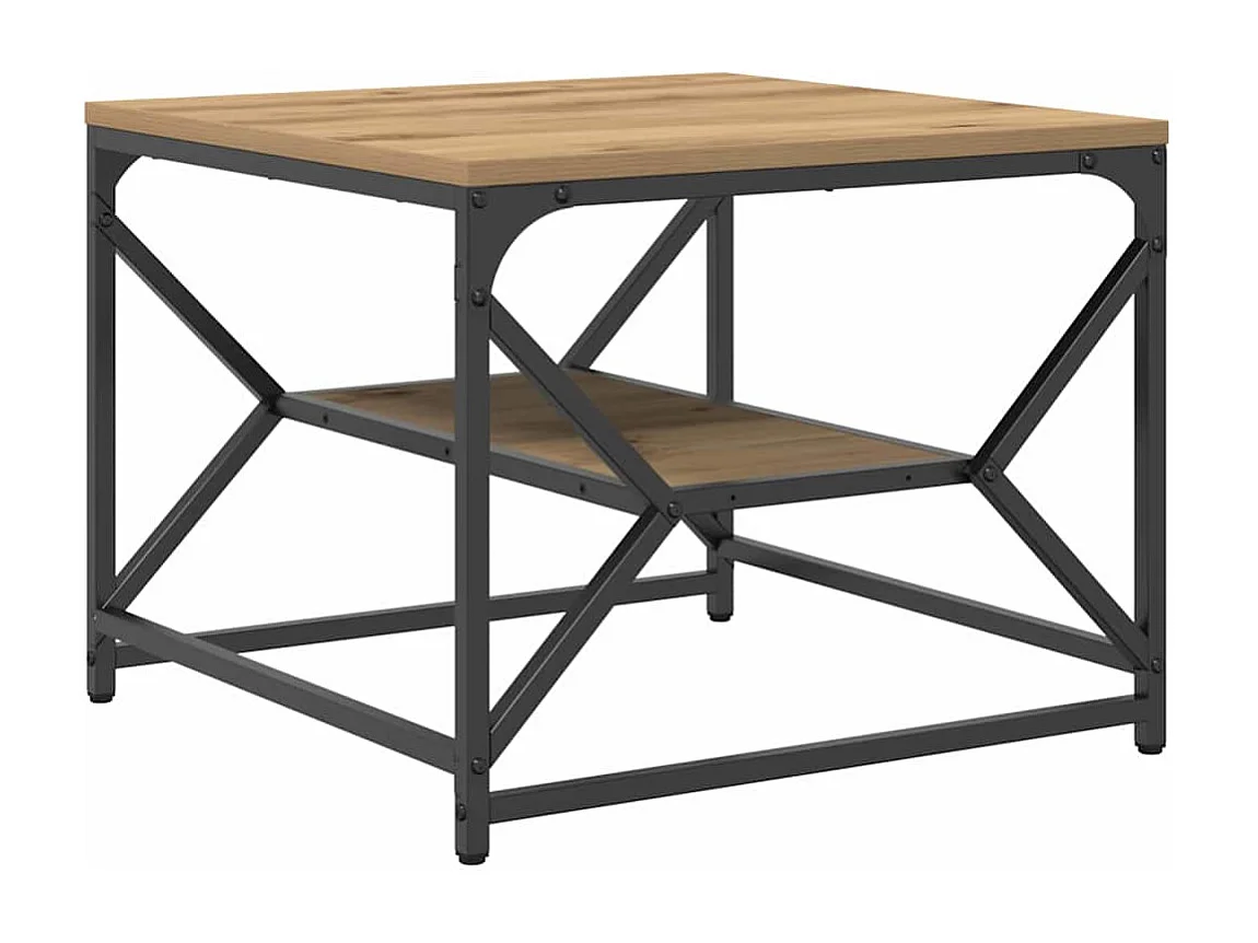 Tavolino da Salotto-Tavolino da Caffè Laterale Rovere artigianale 51x50x40 cm SHL32599