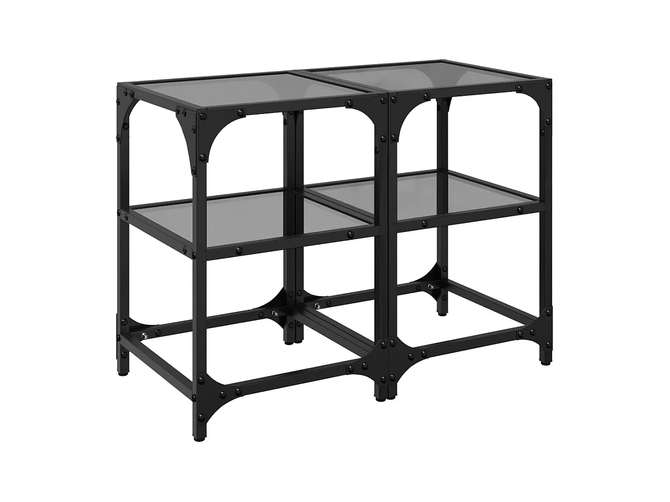 Tables basses salon-Tables d'appoint avec dessus en verre noir 2 pièces 30x30x45 cm acier SHL88788