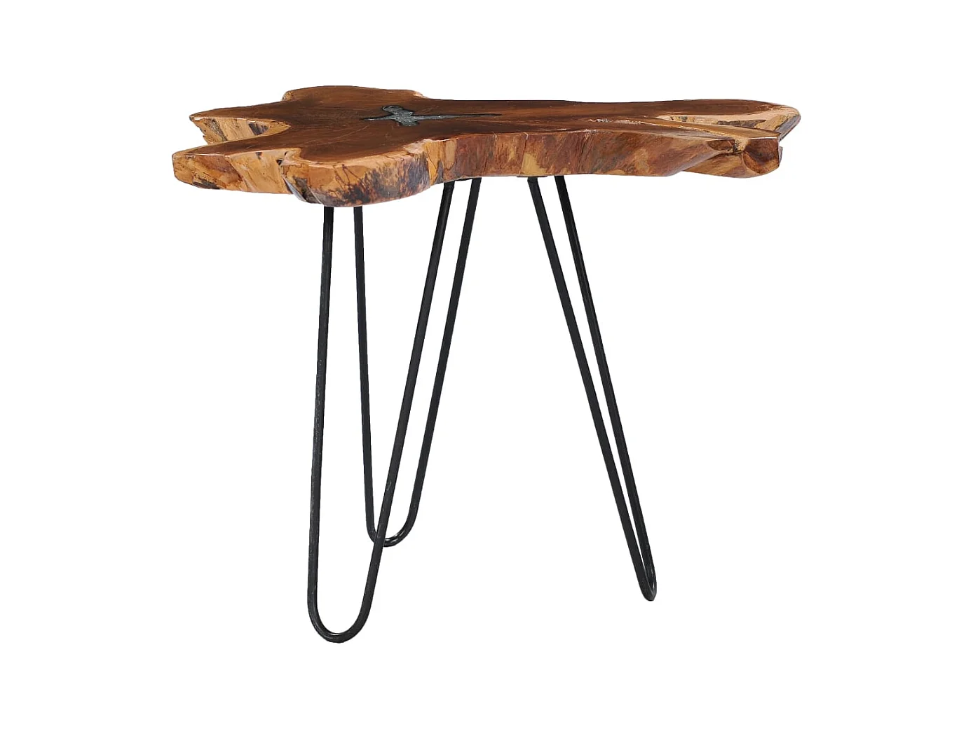 Table basse salon-Table d'appoint 70x45 cm Bois de teck massif et polyrésine SHL19693