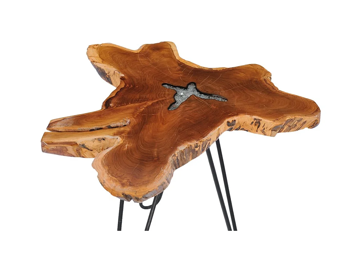 Table basse salon-Table d'appoint 70x45 cm Bois de teck massif et polyrésine SHL19693