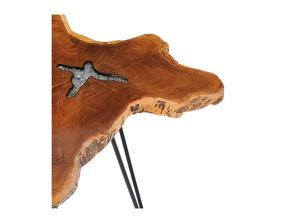 Table basse salon-Table d'appoint 70x45 cm Bois de teck massif et polyrésine SHL19693