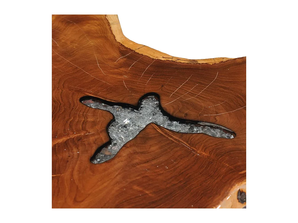 Table basse salon-Table d'appoint 70x45 cm Bois de teck massif et polyrésine SHL19693