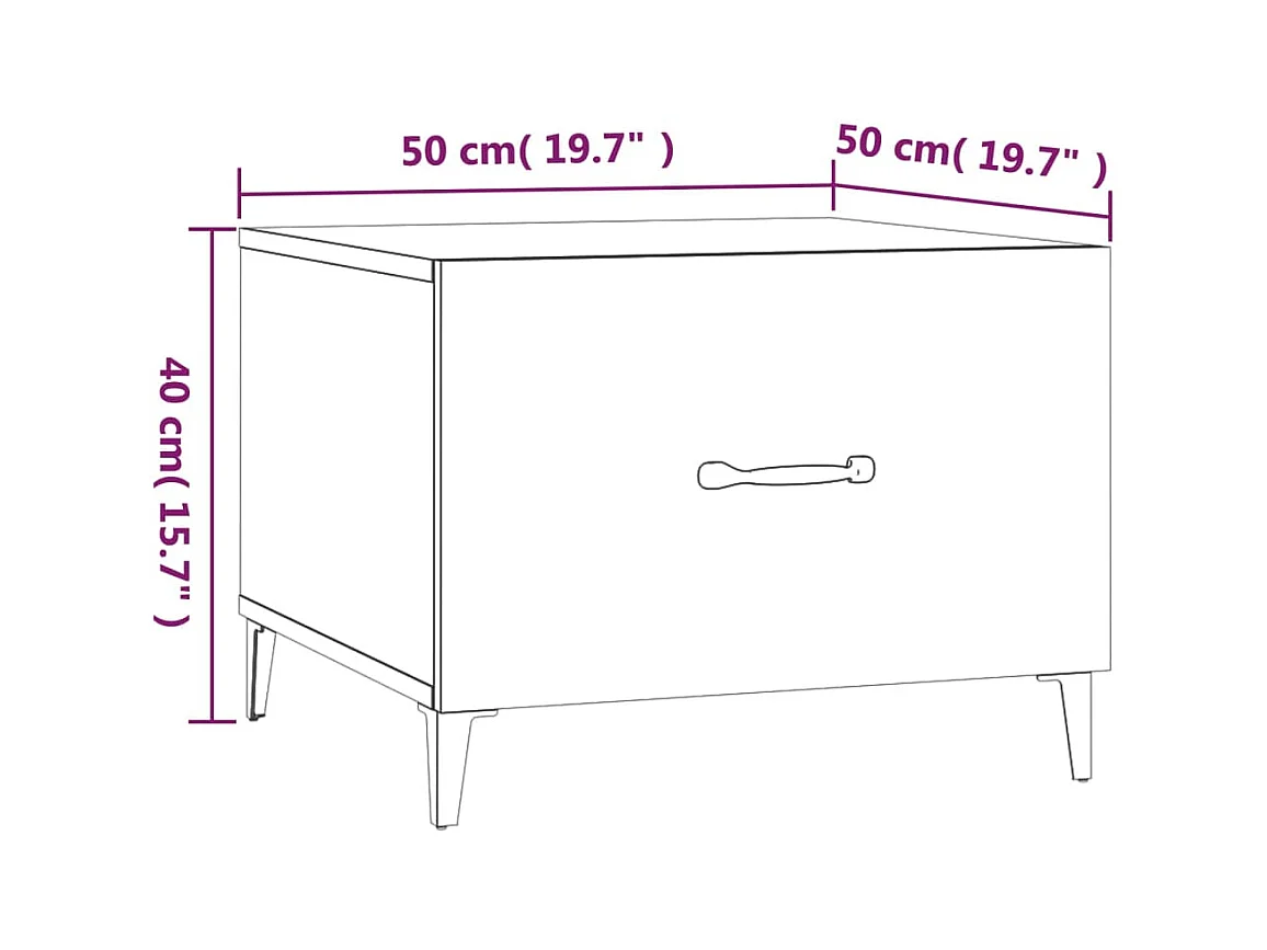 Mesa de centro | Mesa auxiliar madera contrachapada blanco 60x50x36,5 cm SHL1910