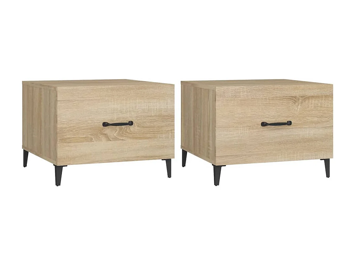 Tables basses avec pieds en métal 2 pcs Chêne sonoma 50x50x40cm SHL2005