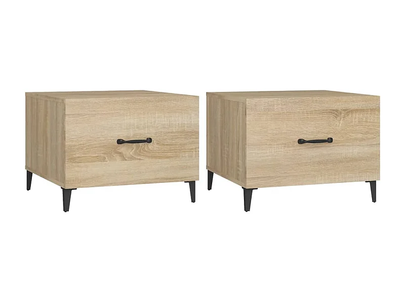 Tables basses avec pieds en métal 2 pcs Chêne sonoma 50x50x40cm SHL2005