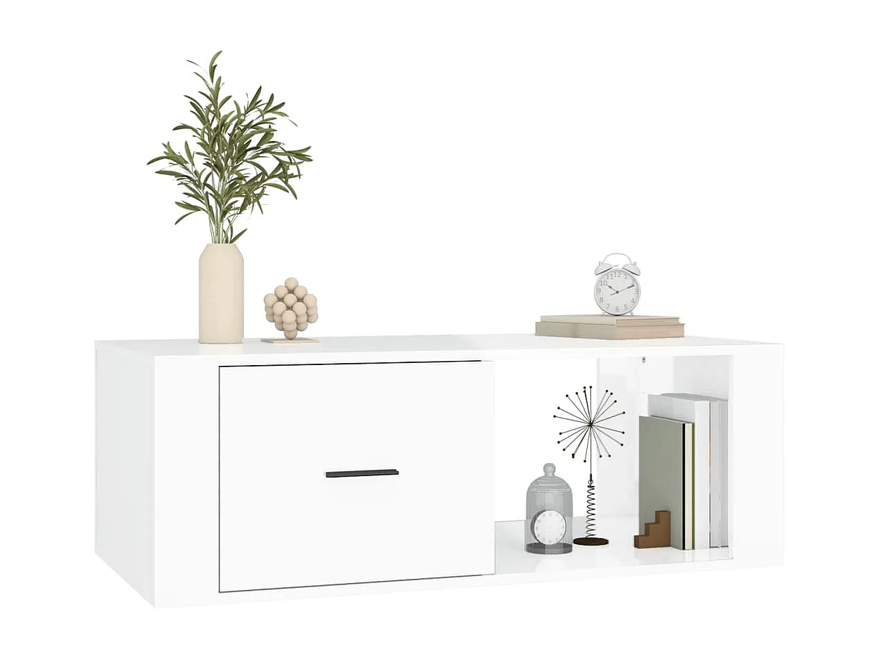 Table basse salon-Table d'appoint Blanc brillant 100x50,5x35 cm Bois d'ingénierie SHL281