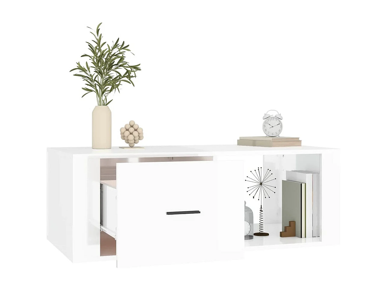 Table basse salon-Table d'appoint Blanc brillant 100x50,5x35 cm Bois d'ingénierie SHL281